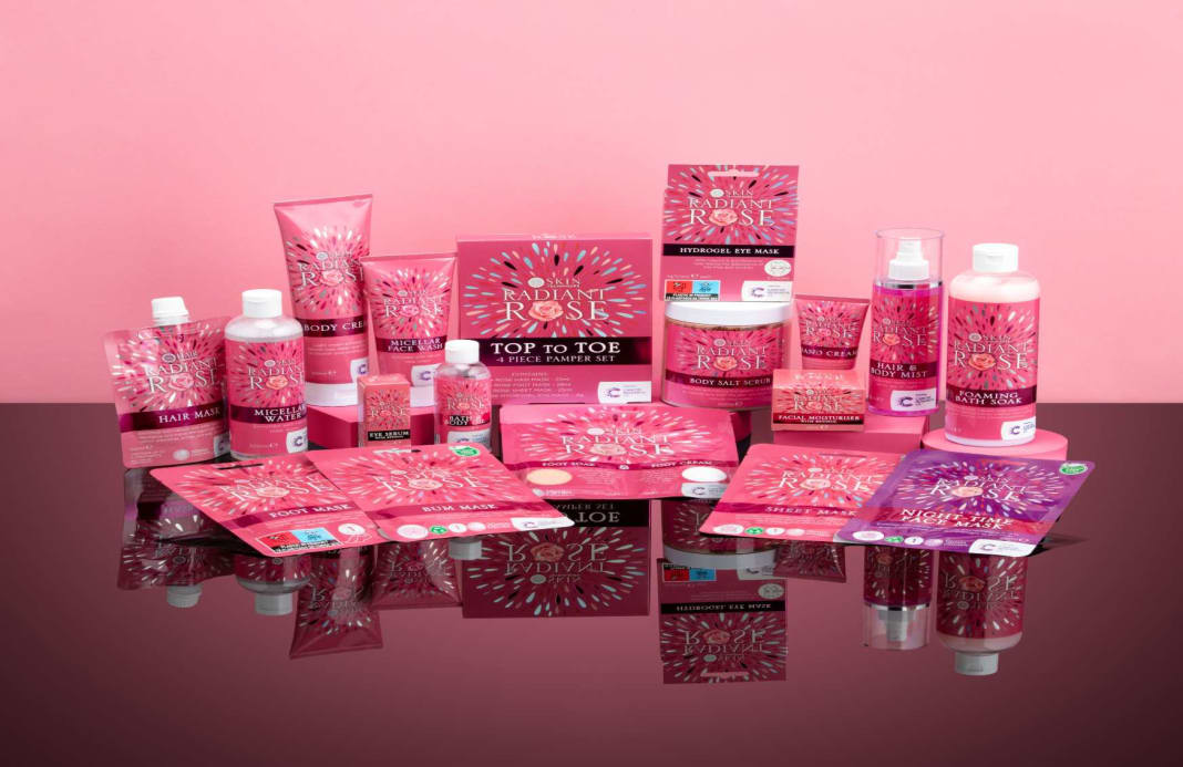 a selection of Skin Techniques Radiant Rose beauty products