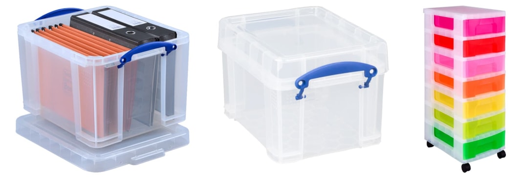 A range of office storage containers from Really Useful Storage.