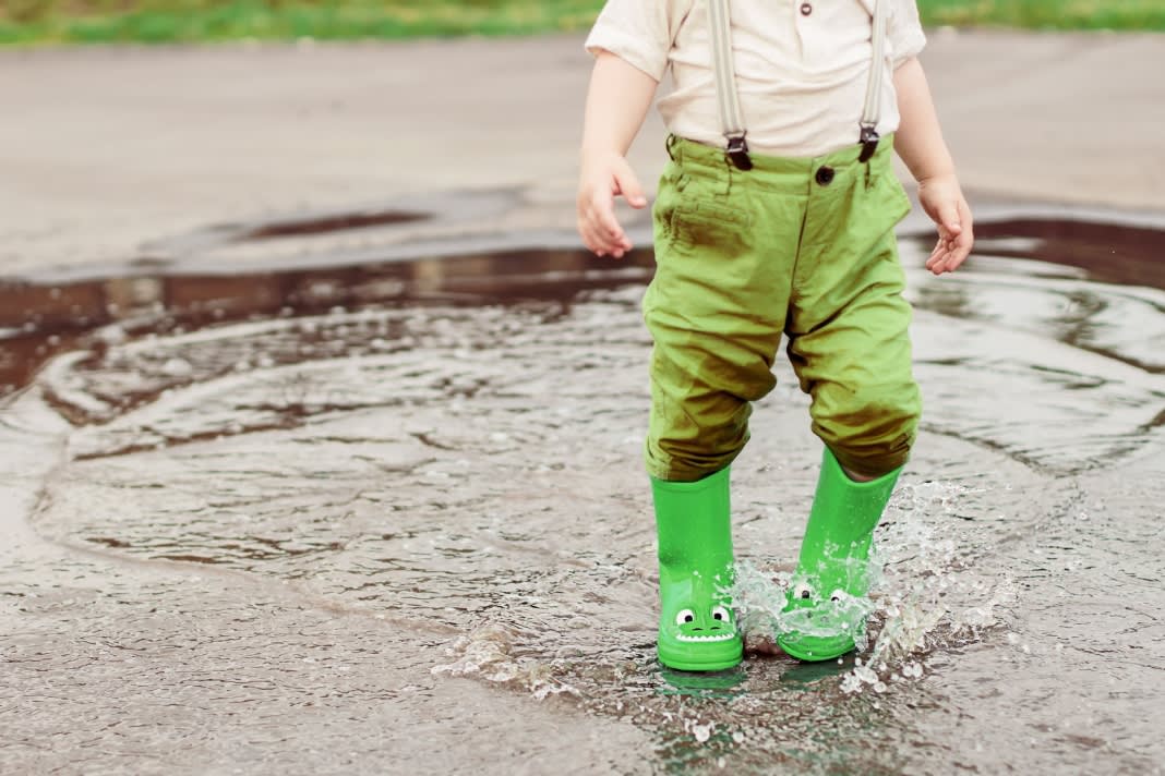Outdoor Autumn Activities for the whole family - jumping in puddles.