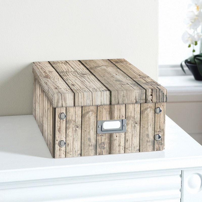 Natural Paper Storage Box Driftwood Stationery Filing