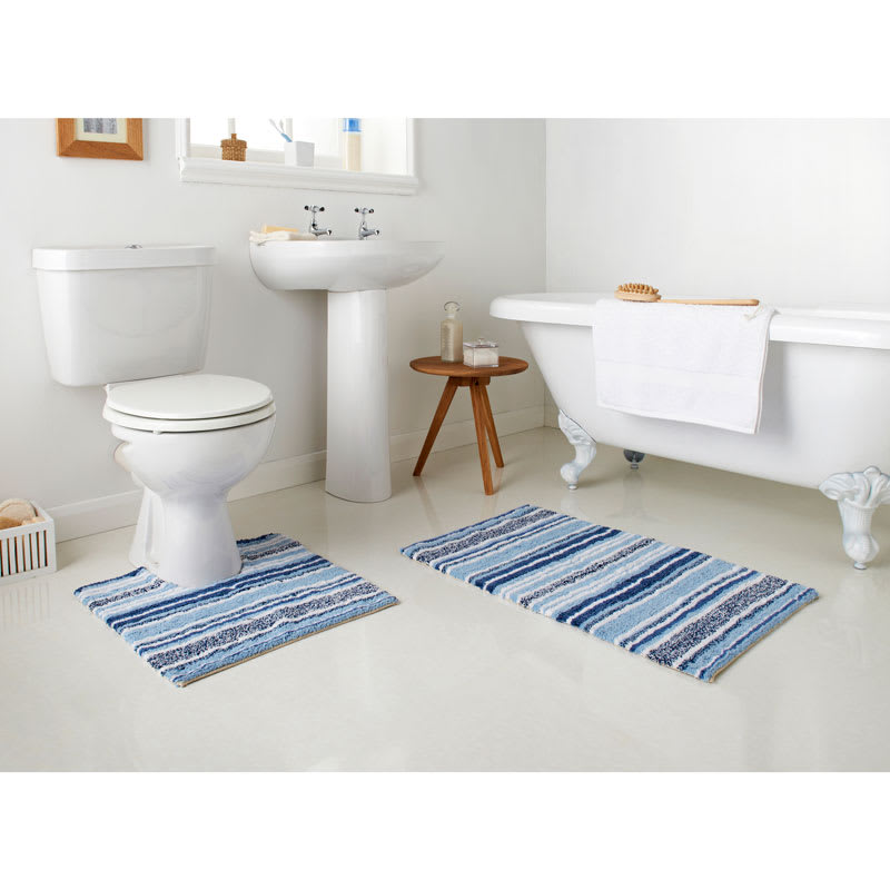 Newbury Stripe Spray Latex Back Bath Set 2pc Bathroom B&M