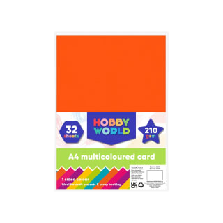 Hobby World A4 Coloured Card 32pk