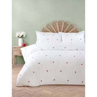 Embroidered Strawberry Duvet Set - King