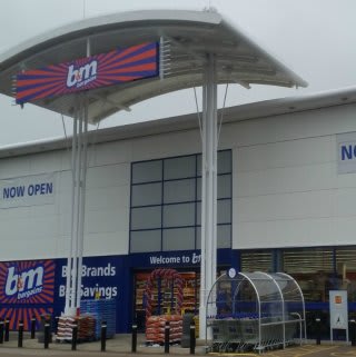 The outside of B&M Beckton, East London