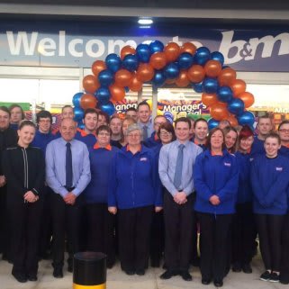 The store team at B&M Inshes, getting prepared for opening day.