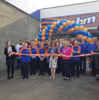 Provost, Councillor Helen Moonie poses outside B&M's new store in Prestwick before cutting the ribbon to officially open the store.