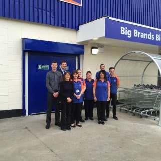 The staff of B&M Hucknall on opening day of the relaunched Bargains store.