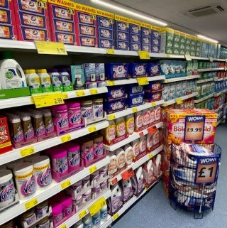 B&M's brand new store in Hednesford stocks a huge range of cleaning products, from the biggest brands like Daz, Ariel, Comfort, Fairy and many more.