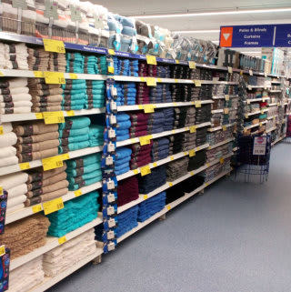 B&M Blackpool stocks a huge range of towels and other bathroom textiles.