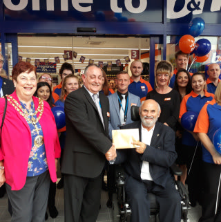 Gordon from local charity Darlington Association for Disability was B&M's VIP guest at the opening ceremony of its latest store opening. Gordon received £250 worth of B&M vouchers as a thank you for taking part.