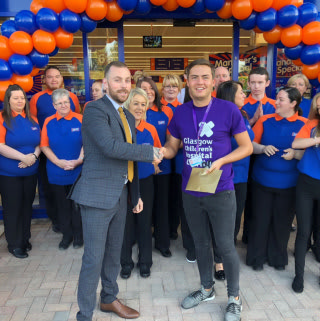 Glasgow Children's Hospital Charity were invited to take part in the official opening of B&M's newest store at Glasgow Fort, Auchinlea Way. Representatives from the charity received £250 worth of B&M vouchers as a thank you for taking part.