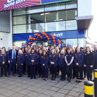 The store team at B&M's newest store in Robroyston pose in front of their wonderful new Home Store, located at Wallace Well Retail Park.