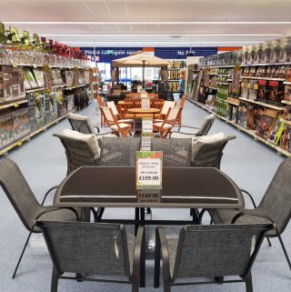 B&M's Culverhouse Cross store in Cardiff has an extensive range of homewares, toiletries, grocery and much more, including an excellent garden furniture range.