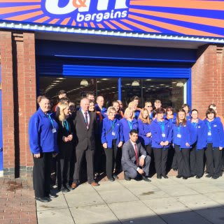 Store pose in front of their brand new B&M Bargains Store in Normanton