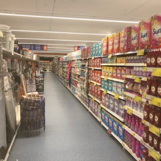 Cleaning goods in B&M's newly refurbished store at Ringway in Preston.