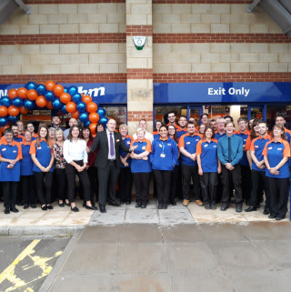 The Store Team at B&M's new Chippenham store at Hathaway Retail Park celebrate their first day of trade.