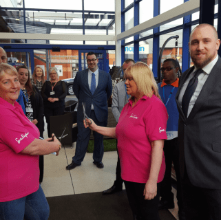 Representatives from the Sue Ryder Charity we're B&M's VIP guests, cutting the ribbon to officially open the new store at the Castle Retail Park, Nottingham.