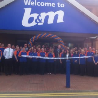 The new staff at B&M Walsall Wood, standing outside their new store.