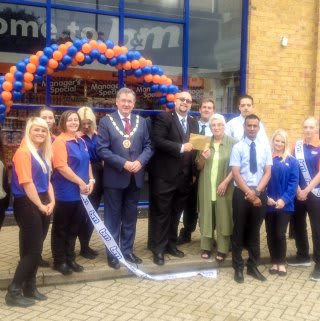 Chelmsford store opened by Mayor of Chelmsford Paul Hutchinson and Pat Wilson from the Local community radio station (for the blind and partially sighted) which we have gratefully donated £250 of B&M vouchers.