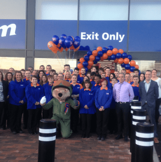 Store staff pose at the opening ceremony of the new Catterick store on Gough Road.