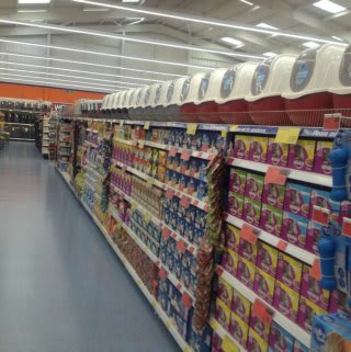 The wide selection of pet products inside B&M Pembroke Dock.