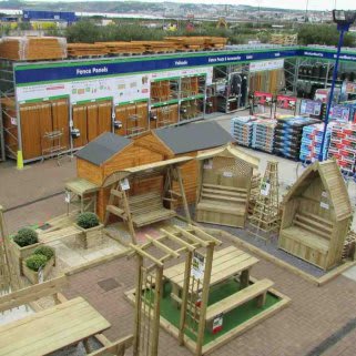 The Garden Centre at B&M Penzance, highlighting the range of garden furniture on offer.