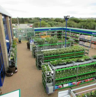 An aerial view of the Garden Centre at the new B&M Penzance, which includes plants, pots, decorations and much more.