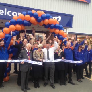 B&M Coypool being formally opened by the Lord Mayor of Plymouth, Councillor Pauline Murphy, and consort Mr Brian Vincent, alongside Shelia Tennant from local charity Children’s hospice South West.