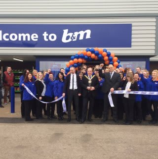 B&M Ashton under Lyne - Snipe Retail Park Homestore being officially opened by the Mayor of Ashton under Lyne, Councillor Phillip Fitzpatrick.