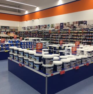 Paint display at B&M's new Burton-on-Trent store