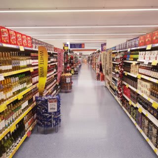 The wine selection on offer in B&M's newest store, Great Homer Street, Liverpool.