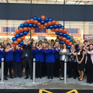 The B&M Cross Hands store team celebrate the opening of their new store at Cross Hands Business Park, Llanelli.