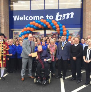 B&M Skegness hosted very special guests from the Ryan Smith Foundation on opening day. Representatives from the charity received £250 worth of B&M vouchers as a thank you for taking part.