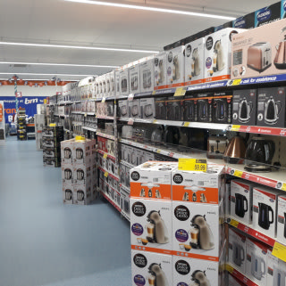 B&M's Tonbridge store stocks a huge range of electrical appliances, from kettles and microwaves to speakers and TVs.