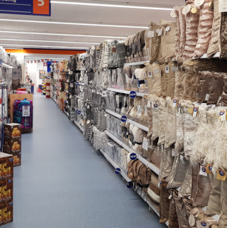 B&M's new Stone store stocks a large selection of bedding and soft furnishings, from cushions and throws to duvets and bedding sets.
