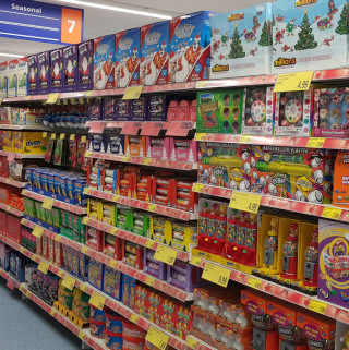 B&M's new Stone store stocks a varied range of big brand confectionery, perfect for the festive period. Browse Cadbury, Mars, Nestle and much more!