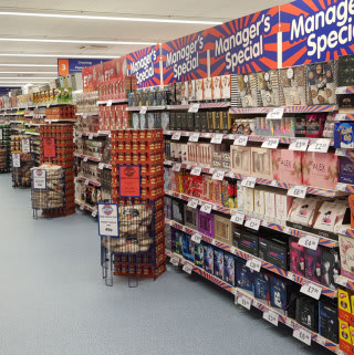 A first glimpse of B&M Stone's store on opening day. The first aisle that greets shoppers as they step inside includes a varied selection of groceries and our famous Managers Specials.