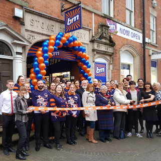 B&M's newest store opened in Stone, Staffordshire with local Cllr Kristen Green and Karen form local charity Stone Community Hub cutting the ribbon.