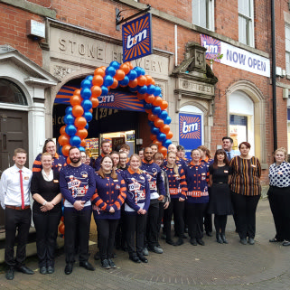 B&M Stone's store team celebrate opening their doors on Friday (9th November 2018)