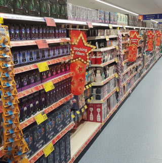 B&M's new store in Weston-super-Mare stocks a sparkling range of Christmas decorations, lights and trees.