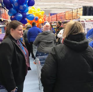 The first customers at B&M's newest store in Dagenham - located at Merrielands Retail Park - get their first glimpse of the long-awaited B&M store.