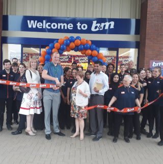 Matthew Springthorpe from local charity Holbeck Elderley Aid, was B&M's VIP for its store opening at Cottingley, Leeds. Mr Springthorpe cut the ribbon to officially open the store.