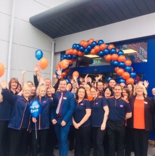The store team at B&M's newest store in Chepstow pose in front of their wonderful new Home Store & Garden Centre, located Beaufort Park, Thornwell