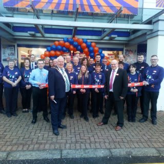 Store staff at B&M's new store in Bangor, County Down were delighted to welcome local mayor, Alderman Bill Keery who cut the ribbon to officially open the store.