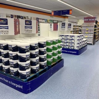 B&M's brand new store in Bangor, County Down stocks a huge paint range from the biggest brands like Dulux and Johnstone's.