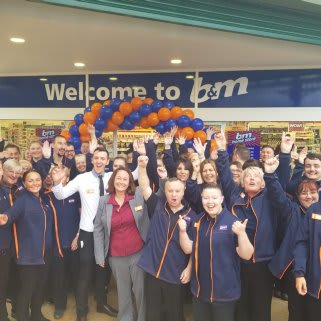 The store team at B&M's newest store in Heywood pose in front of their wonderful new Home Store, located at Times Retail Park..