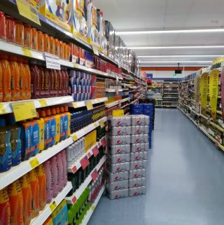 The alcohol aisle in B&M's new Bargain Store in Pwllheli, located on Lower Cardiff Road.