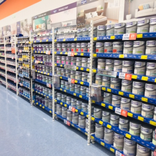 B&M's brand new store in Portsmouth stocks a huge paint range from the biggest brands like Dulux and Johnstone's.
