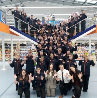The store team at B&M's newest store in Brecon pose inside their wonderful new Home Store & Garden Centre, located at Brecon Enterprise Park.