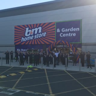 The store team at B&M's newest store in Durham pose in front of their wonderful new Home Store & Garden Centre, located at Durham City Retail Park.